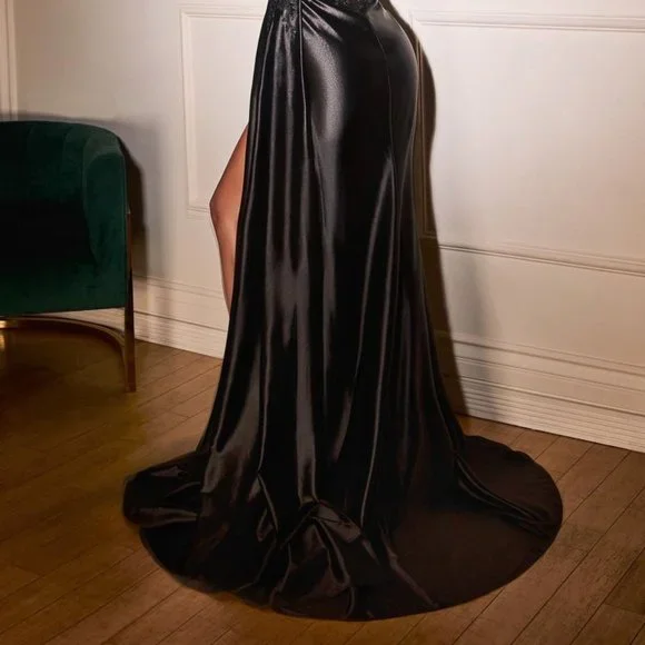 New Gold Sheath Ceremonial Dress w/ Side Drape & Sheer Corset Bodice CD868 - Picture 7 of 10